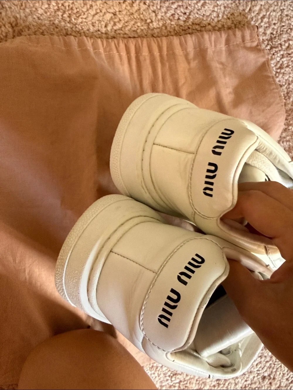 💞 Miu Miu White Leather Low Top Sneakers with Logo